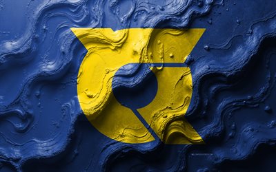 tokushima flagga, 4k, stenvågstruktur, tokushima flagg, 3d tokushima  flagga, japan, flaggor av japanska prefekturer, tokushima