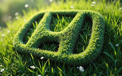 logotipo de honda hecho de hierba verde, 4k, emblema de honda, antecedentes de la naturaleza, logotipo de honda, logotipo de honda grass, signo de honda, arte 3d, honda