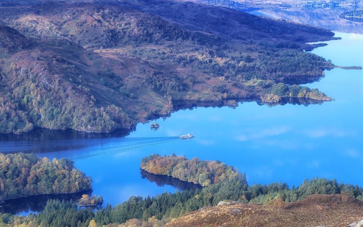 Lago Katrine, lake hills, de la costa, y los Trossachs, Scotland