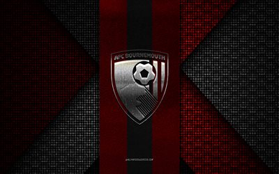 AFC Bournemouth, EFL Championship, red black knitted texture, AFC Bournemouth logo, English football club, AFC Bournemouth emblem, football, Bournemouth, England