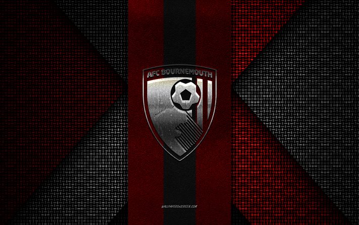 AFC Bournemouth, EFL Championship, red black knitted texture, AFC Bournemouth logo, English football club, AFC Bournemouth emblem, football, Bournemouth, England