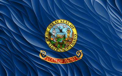 4k, アイダホ州旗, 波状の 3d フラグ, アメリカの州, アイダホ州の旗, アイダホの日, 3d 波, アメリカ合衆国, アイダホ州, アイダホ