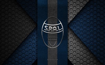 spal, serie b, texture tricotée bleu blanc, logo spal, club de football italien, emblème spal, football, ferrara, italie, spal fc