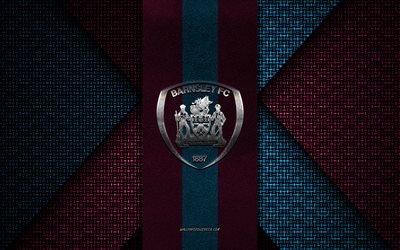 Burnley FC, Premier League, burgundy blue knitted texture, Burnley FC logo, English football club, Burnley FC emblem, football, Burnley, England
