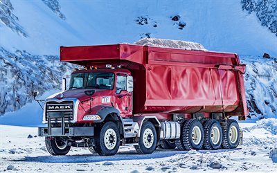 Mack Granite GU813 Dramis D55T 10x6, mining trucks, 2017 trucks, LKW, cargo transport, dump trucks, 2022 Mack Granite, special equipment, Mack