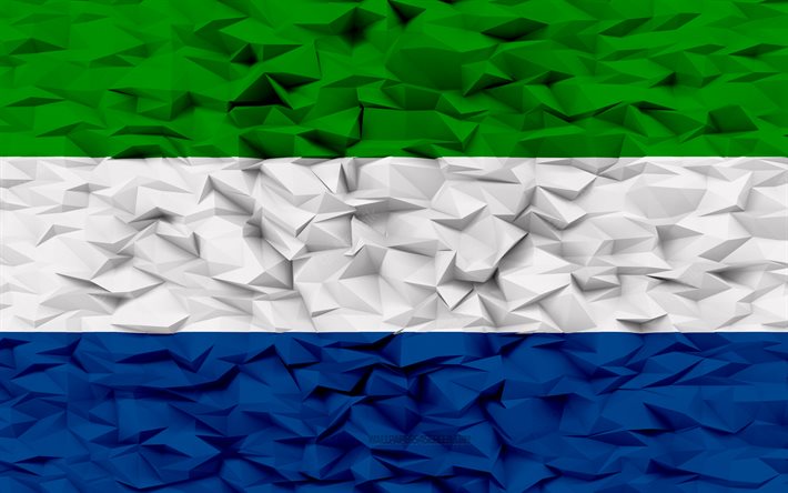 sierra leone bayrağı, 4k, 3d poligon arka plan, 3d poligon doku, sierra leone günü, 3d sierra leone bayrağı, sierra leone ulusal semboller, 3d sanat, sierra leone, afrika ülkeleri