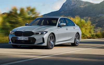 BMW 3-Series, 4k, highway, 2023 cars, motion blur, G20, 2023 BMW 3-Series, BMW G20, german cars, BMW