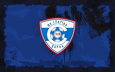 logo de grunge de spartak varna, 4k, parva liga, fondo de grunge azul, fútbol, spartak varna emblema, fútbol americano, logotipo de spartak varna, spartak varna, club de fútbol búlgaro, spartak varna fc