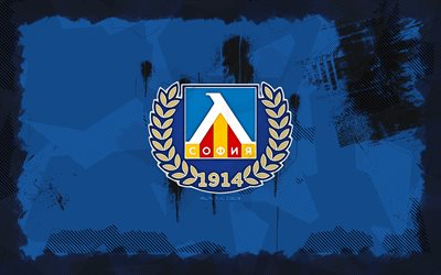 logo de levski sofia grunge, 4k, parva liga, fondo de grunge azul, fútbol, levski sofía emblema, fútbol americano, logotipo de levski sofía, pfc levski sofía, club de fútbol búlgaro, levski sofía fc