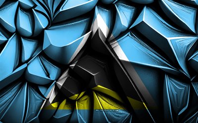 علم القديس لوسيا, 4k, ثلاثي الأبعاد الملمس الإبداعي, علم سانت لوسيا 3d, أمريكا الشمالية, علم سانت لوسيا, الفن ثلاثي الأبعاد, سانت لوسيا