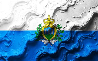 san marino  flagga, 4k, stenvågstruktur, san marino, 3d san marino  flagga, europeiska länder