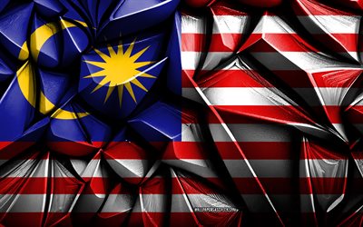 flagge von malaysia, 4k, 3d kreative textur, malaysia 3d  flagge, asien, malaysia flag, 3d  kunst, malaysia, flagge der asiatischen länder