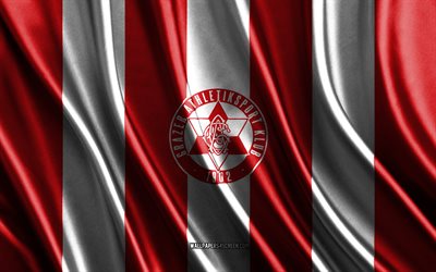 4k, logotipo de grazer ak, bundesliga austriaca, textura de seda blanca roja, bandera de grazer ak, club de fútbol austriaco, fútbol, bandera de seda, emblema de grazer ak, austria, insignia de grazer ak, grazer ak