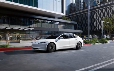 2026, tesla modelo 3, 4k, vista frontal, exterior, tesla modelo 3 blanco, nuevo tesla modelo 3 2026, coches electricos, autos americanos, tesla