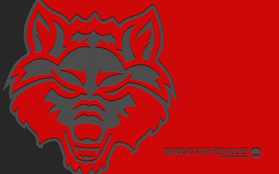 Arkansas State Red Wolves logo, 4k, red background, carbon art, NCAA, Arkansas State Red Wolves emblem, American football team, USA, Arkansas State Red Wolves, American football