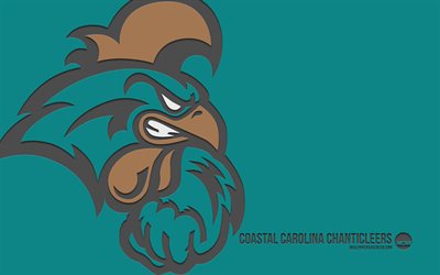 コースタル・カロライナ・チャンティクリアーズのロゴ, 4k, ターコイズブルーの背景, カーボンアート, ncaa, コースタル・カロライナ・チャンティクリアーズのエンブレム, アメリカンフットボールチーム, アメリカ合衆国, カロライナ海岸のチャンティクリアーズ, アメフト