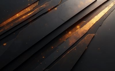 4k, brons svart abstrakt bakgrund, materiallok, kreativ konst, brons neonljus, geometri, abstrakt bakgrund, geometriska bakgrunder, abstraktioner, svart högteknologiska bakgrunder, geometriska former