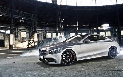 Mercedes-Benz S63 Coupe, AMG, supercars, 2016, silver mercedes