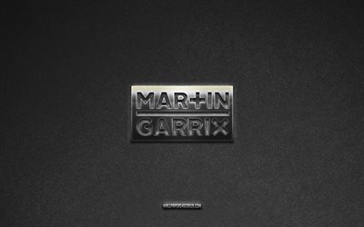 martin garrix logosu, müzik markaları, gri taş arka plan, martin garrix amblemi, müzik logoları, martin garrix, müzik işaretleri, martin garrix metal logosu, taş doku