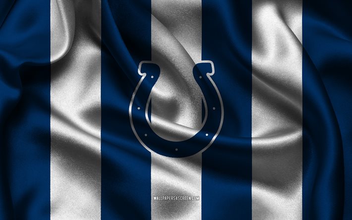 4k, Indianapolis Colts logo, blue white silk fabric, American football team, Indianapolis Colts emblem, NFL, Indianapolis Colts badge, USA, American football, Indianapolis Colts flag