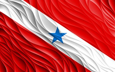 4k, Para flag, wavy 3D flags, brazilian states, flag of Para, Day of Para, 3D waves, States of Brazil, Para, Brazil
