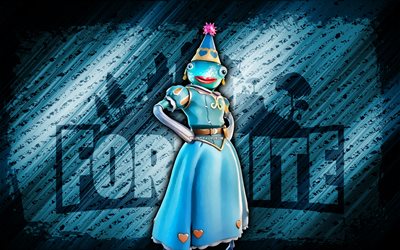 Princess Felicity Fish Fortnite, 4k, blue diagonal background, grunge art, Fortnite, artwork, Princess Felicity Fish Skin, Fortnite characters, Princess Felicity Fish, Fortnite Princess Felicity Fish Skin