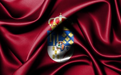 علم سالامانكا, 4k, المقاطعات الاسبانية, أعلام النسيج, يوم سالامانكا, أعلام الحرير متموجة, إسبانيا, مقاطعات اسبانيا, سالامانكا
