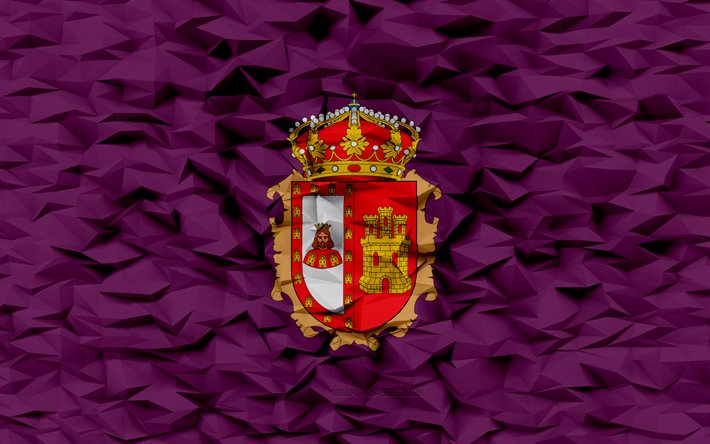 bandeira de burgos, 4k, província espanhola, fundo de polígono 3d, textura de polígono 3d, dia de burgos, 3d bandeira de burgos, símbolos nacionais espanhóis, arte 3d, província de burgos, espanha