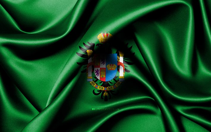 トレドの旗, 4k, スペインの地方, 布旗, トレドの日, 波状の絹の旗, スペイン, スペインの州, トレド