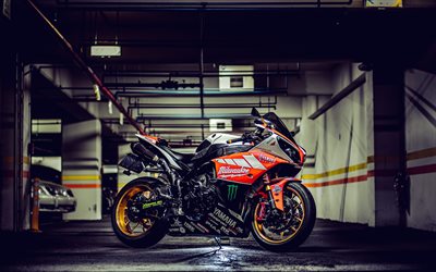 4k, Yamaha YZF-R1, garage, 2022 bikes, superbikes, sportsbikes, Red Yamaha YZF-R1, HDR, japanese motorcycles, Yamaha