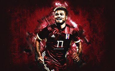 josef martinez, venezuelan jalkapallomaajoukkue, venezuelalainen jalkapalloilija, eteenpäin, viininpunainen kivi tausta, venezuela, jalkapallo
