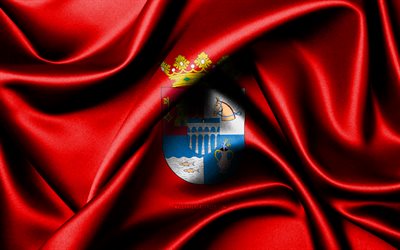 segovia flagga, 4k, spanska provinser, tygflaggor, segovias dag, segovias flagga, vågiga sidenflaggor, spanien, provinser i spanien, segovia