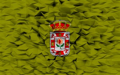 drapeau de grenade, 4k, province espagnole, fond de polygone 3d, drapeau grenade, texture de polygone 3d, jour de grenade, drapeau de grenade 3d, symboles nationaux espagnols, art 3d, province de grenade, espagne