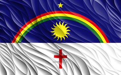 4k, 페르남부쿠 국기, 물결 모양의 3d 플래그, 브라질 국가, 페르남부쿠의 국기, 페르남부쿠의 날, 3d 파도, 브라질의 주, 페르남부쿠, 브라질