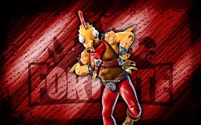 Tender Defender Fortnite, 4k, red diagonal background, grunge art, Fortnite, artwork, Tender Defender Skin, Fortnite characters, Tender Defender, Fortnite Tender Defender Skin