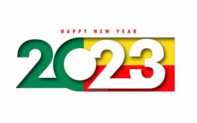 feliz ano novo 2023 benim, fundo branco, benim, arte mínima, conceitos de benin 2023, benin 2023, fundo do benim 2023, 2023 feliz ano novo benim