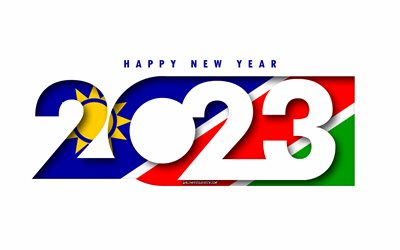 feliz ano novo 2023 namíbia, fundo branco, namíbia, arte mínima, conceitos da namíbia 2023, namíbia 2023, fundo da namíbia 2023, 2023 feliz ano novo namíbia