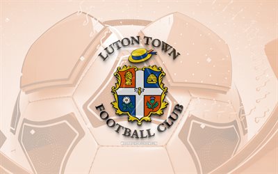 Luton Town FC glossy logo, 4K, orange football background, EFL Championship, soccer, english football club, Luton Town FC emblem, Luton Town FC, football, sports logo, Luton Town FC logo, Luton Town