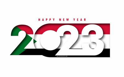 Happy New Year 2023 Sudan, white background, Sudan, minimal art, 2023 Sudan concepts, Sudan 2023, 2023 Sudan background, 2023 Happy New Year Sudan