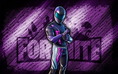 Purple Storm Racer Fortnite, 4k, violet diagonal background, grunge art, Fortnite, artwork, Purple Storm Racer Skin, Fortnite characters, Purple Storm Racer, Fortnite Purple Storm Racer Skin