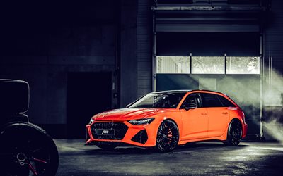 ABT RS6-S, 4k, tuning, 2022 cars, C8, HDR, ABT, Orange Audi RS6 Avant, 2022 Audi RS6 Avant, german cars, Audi