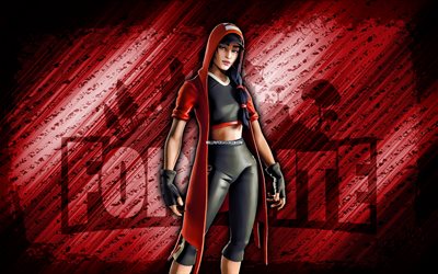 Red Clutch Fortnite, 4k, red diagonal background, grunge art, Fortnite, artwork, Red Clutch Skin, Fortnite characters, Red Clutch, Fortnite Red Clutch Skin