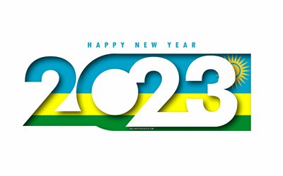 feliz año nuevo 2023 ruanda, fondo blanco, ruanda, arte mínimo, conceptos de ruanda 2023, ruanda 2023, fondo de ruanda 2023, 2023 feliz año nuevo ruanda