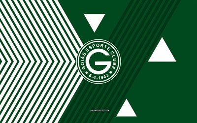 Goias EC logo, 4k, Brazilian football team, green white lines background, Goias EC, Serie A, Brazil, line art, Goias EC emblem, football, Goias Esporte Clube