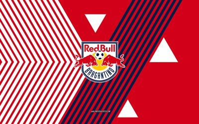 Red Bull Bragantino logo, 4k, Brazilian football team, red white lines background, Red Bull Bragantino, Serie A, Brazil, line art, Red Bull Bragantino emblem, football