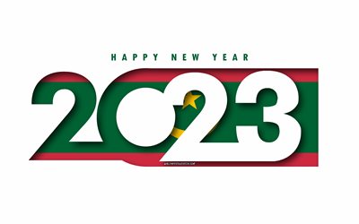 feliz año nuevo 2023 mauritania, fondo blanco, mauritania, arte mínimo, conceptos de mauritania 2023, mauritania 2023, fondo mauritania 2023, 2023 feliz año nuevo mauritania