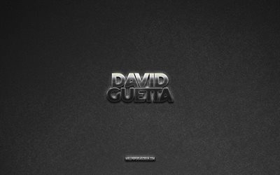 David Guetta logo, brands, gray stone background, David Guetta emblem, popular logos, David Guetta, metal signs, David Guetta metal logo, stone texture