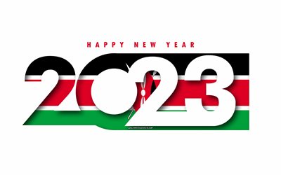 frohes neues jahr 2023 kenia, weißer hintergrund, kenia, minimale kunst, 2023 kenia konzepte, kenia 2023, 2023 kenia hintergrund, 2023 frohes neues jahr kenia