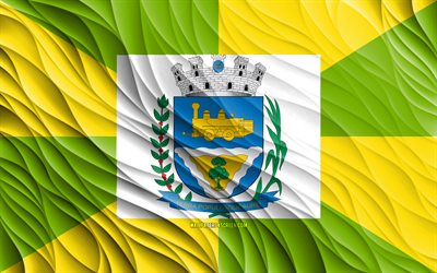 4k, drapeau ourinhos, drapeaux 3d ondulés, villes brésiliennes, drapeau d'ourinhos, jour d'ourinhos, vagues 3d, villes du brésil, ourinhos, brésil