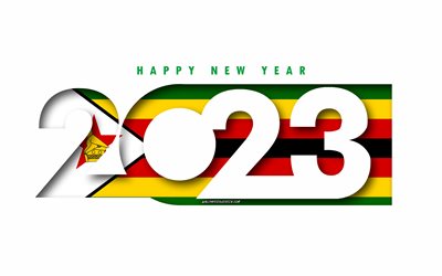bonne année 2023 zimbabwe, fond blanc, zimbabwe, art minimal, concepts du zimbabwe 2023, zimbabwe 2023, 2023 contexte zimbabwéen, 2023 bonne année zimbabwe